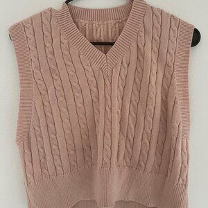 Baby Pink Cropped Sweater Vest Size Large
